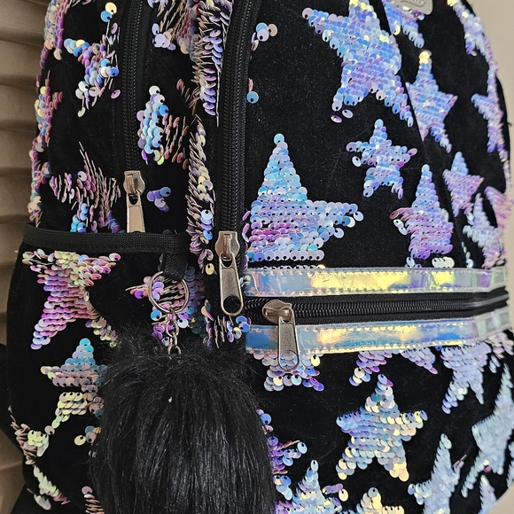 JUSTICE Velvet Sequin Star Rebel Retro Bag   V-G - Picture 4 of 8